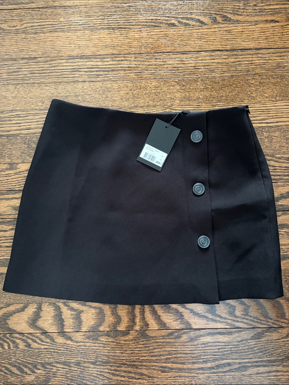 The Kooples NWT Size 4- Black Button-Detail Mini Skirt - Women